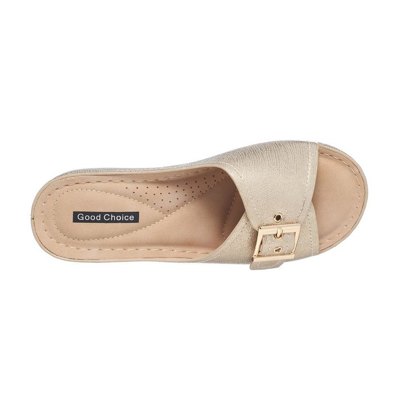 GC Shoes Justina Buckle Comfort Slide Wedge Sandals, 4 of 9