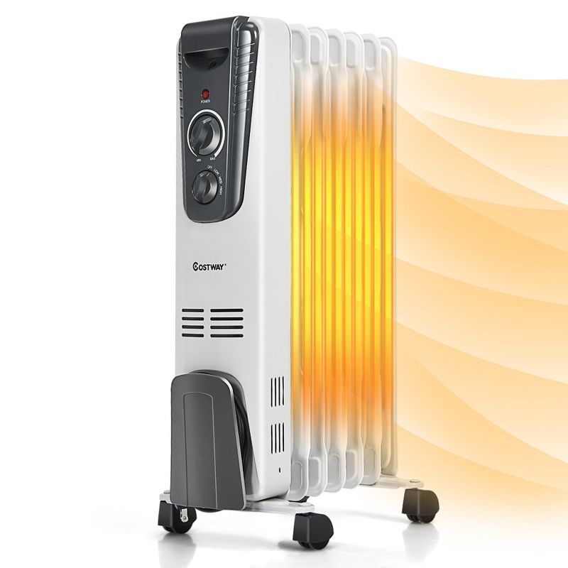 Costway 1500W Electric Oil Filled Radiator Space Heater 5.7 Fin Thermostat Room Radiant, 1 of 11