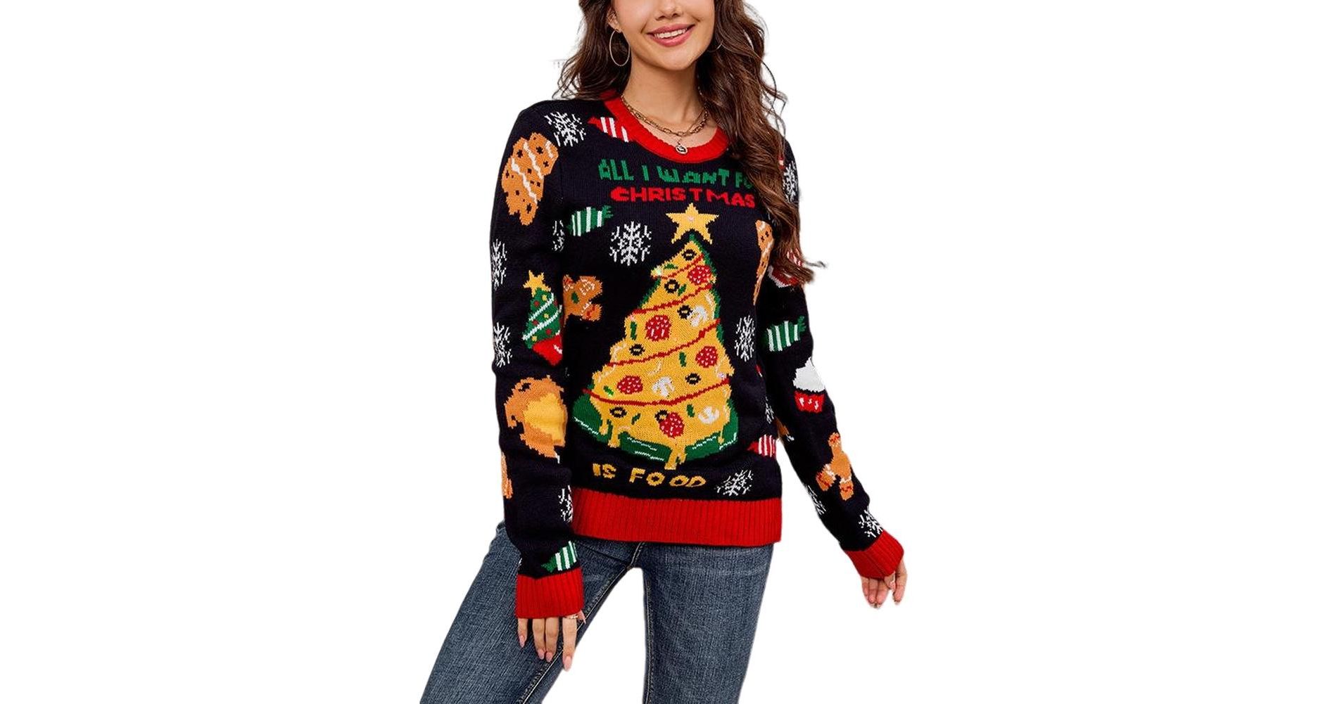 Clearlove Ugly Christmas Sweater, Christmas Tree Knit with Colorblock Design,Holiday Pullover for Women Men 2025