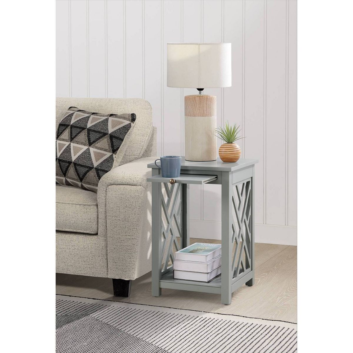 Alaterre Furniture Middlebury Wood End Table with Tray - thumbnail 2