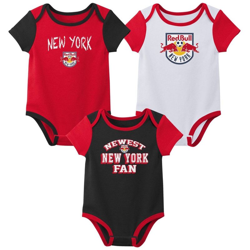 MLS New York Red Bulls Infant Girls&#39; 3pk Bodysuit, 1 of 5
