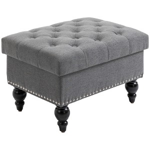 Dexmalle Gray  Button-Tufted Fabric Bench Ottoman,Living Room - 1 of 4