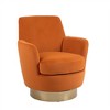 360° swivel upholstered armchair, comfortable reading chair for bedroom, with barrel design and gold stainless steel base - 2 of 4