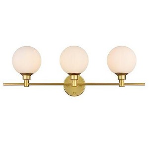 Elegant Lighting Cordelia 3 light Brass and frosted white Bath Sconce - 1 of 4