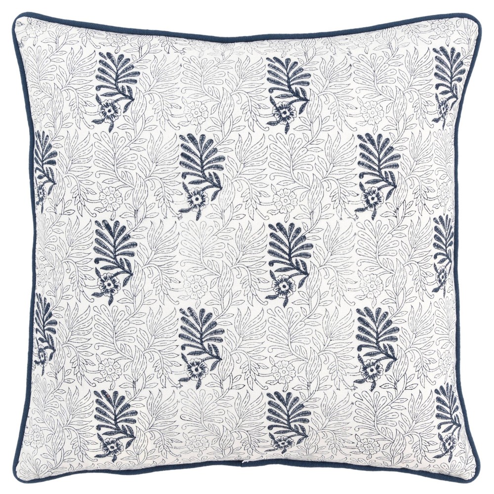 Photos - Pillowcase 20"x20" Oversize Leaves Square Throw Pillow Cover Blue - Rizzy Home