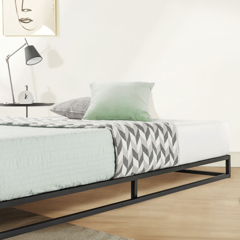 6" Modernista Low Profile Metal Platform Bed Frame Black - Mellow, 4 of 8