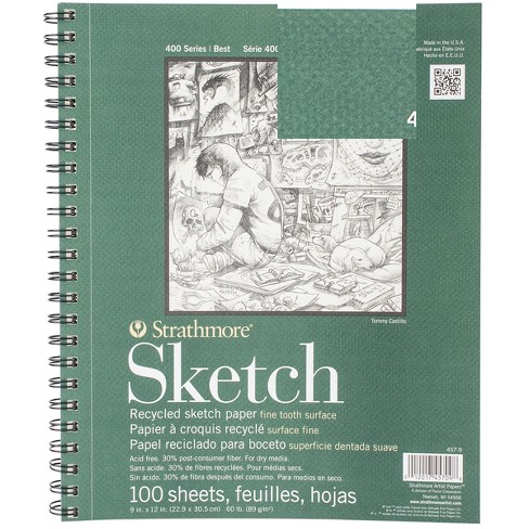 9 x 12 inches Sketch Book, Top Spiral Bound Sketch Pad, 1 Pack 100