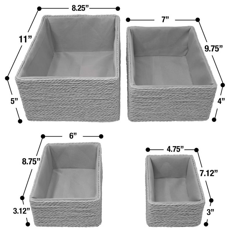 Sorbus Woven  Storage Basket - 4-Piece Set, 4 of 6