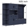 79" Farmhouse Modular Hall Tree with Storage Bench & Cabinets, L-Shaped Entryway Mudroom Organizer with 4 Hooks-3irtyhousy - 4 of 4