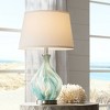 360 Lighting Coastal Accent Table Lamp with Table Top Dimmer 22" High Blue Gray Glazed Glass White Fabric Tapered Drum for Bedroom (Color May Vary) - 2 of 4