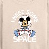 Women's - Disney - Mickey I Need Some Space Lightweight French Terry Wide Neck Long Sleeve Shirt - 2 of 4