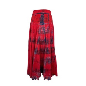 Agan Traders Women's Boho Summer Tie-dye High Waistband A Line Flared Maxi Skirt - 1 of 4