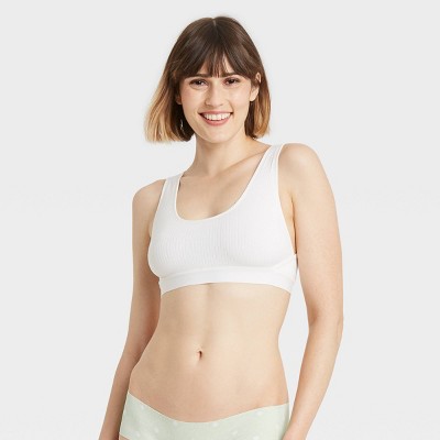 Women's Ribbed Unlined Bralette - Auden™ White XS