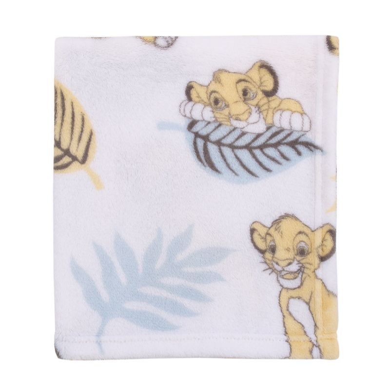 Disney Lion King Super Soft White, Yellow, Green Simba Leaves French Fiber Baby Blanket, 4 of 6