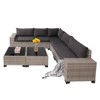 FIONECA Deluxe 7-Piece Patio Furniture Set ¨C Light Gray Rattan Outdoor Sectional with Gray Cushions & 2 Tables - 2 of 4