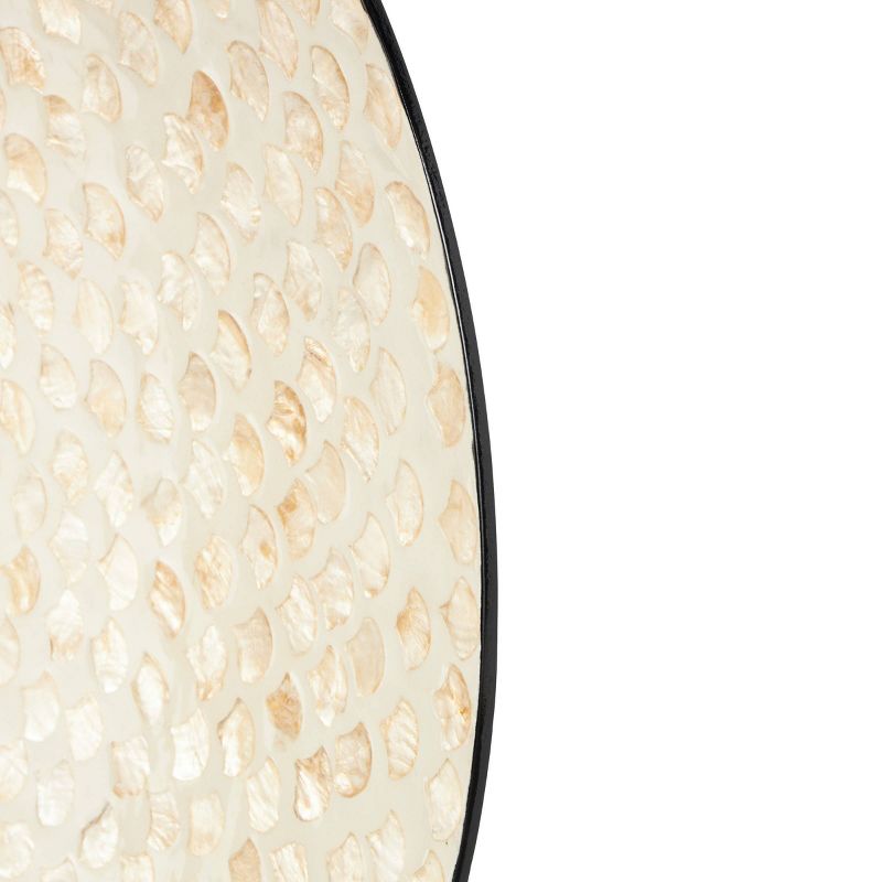 Olivia &#38; May 27&#34;x27&#34; Mother of Pearl Shell Geometric Round Disc Wall Decor with Black Frame Cream, 3 of 6