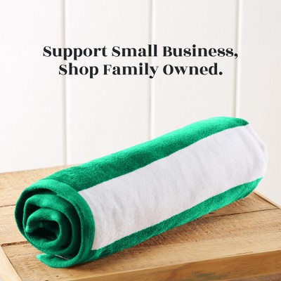 Green and White Striped Cotton Cabana Beach Towels, 4 Pack - 30" x 60"