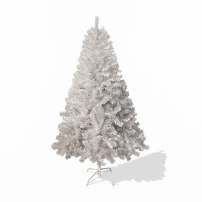 6FT Silver Pre-Lit Christmas Tree, 800 Branch Tips, 300 LED Lights, 11Modes, Hinged Full Design with Metal Stand, Perfect Indoor&Outdoor Holiday Decor