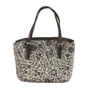 White Dove Designs Bible Cover-Wedge Shape-Books of The Bible-Jacquard-Large-Grey Floral - 1 of 2