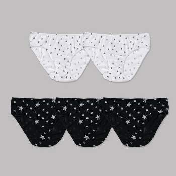 Nubies Essentials Girls' 5pk Heart and Star Print Underwear - Black/White 