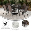 Merrick Lane 7 Piece Outdoor Dining Table Set for 6 with Glass-Top Patio Table and 6 Stack Chairs with Flex Comfort Material - 3 of 4