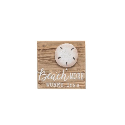 Beachcombers Sandy Beach Block Sign Home Table Decor 5.87 x 1.25 x 5.87 Inches.