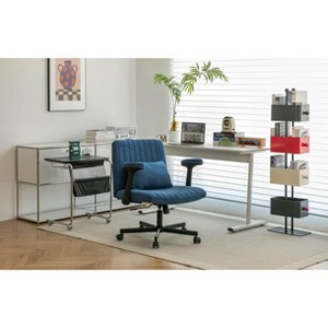 Racxily Criss Cross Armrest Office Chair - Modern Linen Office Chair, Breathable Linen Ergonomic Chair with 360° Swivel for Home Office - 1 of 4