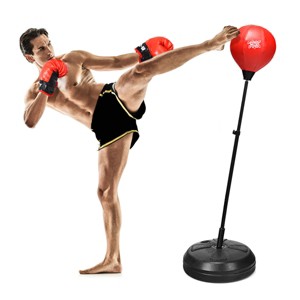 Costway Boxing Punching Bag w/Height Adjustable Stand Boxing Gloves - 1 of 4