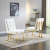 NicBex 2-piece Set Dining Chair Modern Upholstered Linen Fabric Side Chair with Tufted Button Back and Gold Metal Legs for Dining Room - 2 of 4