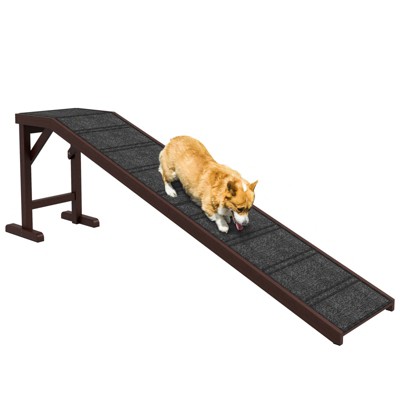 VisioGear Dog Ramp for Bed, Pet Ramp for Dogs with Non-Slip Carpet and Top Platform, Brown, 74"*16"*25"