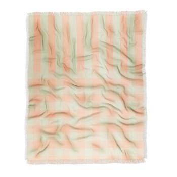 Mirimo Peach and Pistache Gingham Woven Throw Blanket - Deny Designs