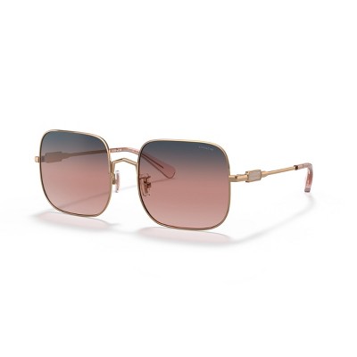 Coach HC7120 55mm Woman Square Sunglasses Navy Pink Peach Gradient Lens
