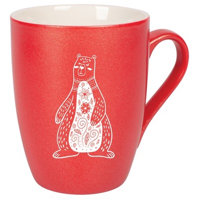 Elanze Designs 10 Ounce Metallic Finish New Bone China Tea Coffee Cup Mug� Crimson Red Whimsical Floral Bear