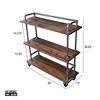 Pipe Decor Three-tier Wood Shelf Industrial Bar Cart with Locking Wheels, Trail Brown - 3 of 4