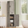 USIKEY 67"Tall Storage Cabinet, Bathroom Cabinet with 4 Shelves & 2 Doors, Narrow Tall Cabinet, Floor Cabinet for Living Room, Gray - 2 of 4