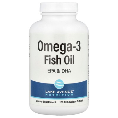 Lake Avenue Nutrition Omega-3 Fish Oil, 120 Fish Gelatin Softgels (1,250 mg per Softgel)