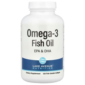 Lake Avenue Nutrition Omega-3 Fish Oil, 120 Fish Gelatin Softgels (1,250 mg per Softgel) - 1 of 4