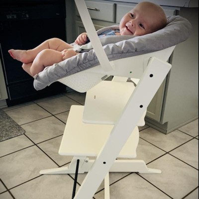 Tripp Trapp - Silla alta y cojín con bandeja Stokke - Gris tormenta con  gris nórdico - Silla alta ajustable, convertible, todo en uno para bebés y