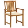 vidaXL Patio Chairs Outdoor Patio Dining Chair with Cushions Solid Wood Acacia - Cream 2 - 3 of 4