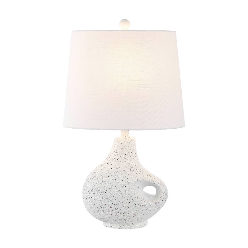 24&#34; Charlotte Minimalist Designer Iron/Resin Oval Shade Table Lamp (Includes LED Light Bulb) White Terrazzo - JONATHAN Y, 1 of 11