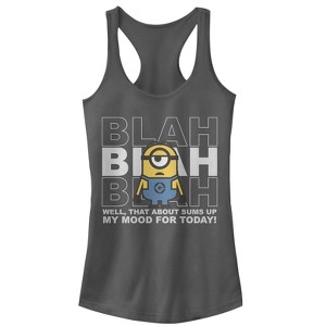 Juniors Womens Despicable Me Minion Blah Mood Today Racerback Tank Top - 1 of 3