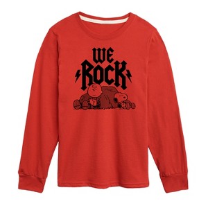 Boys' - Peanuts - We Rock Charlie Brown And Snoopy Long Sleeve Graphic T-Shirt - 1 of 4