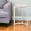 HomeRoots 25" White And Silver Marble And Aluminum Round Cross Legs End Table - 2 of 4