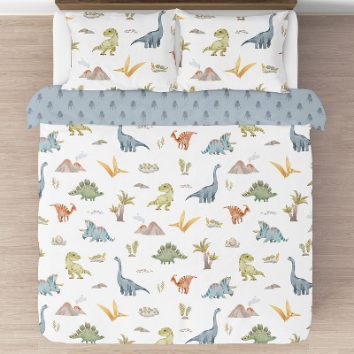 Sweet Jojo Designs Boy Full/Queen Comforter Bedding Set Watercolor Dinosaur Dino Multicolor 3pc — фото 3