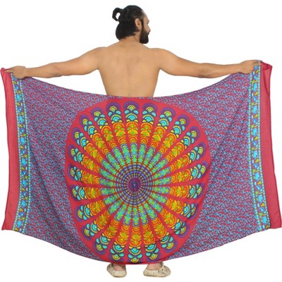 LA LEELA Men's Beachwear Wraps Vacation Lava Lava Bath Trunk Swimsuits Summer Swimwear Sarong Pareo Beach Wrap One Size Red, Abstract