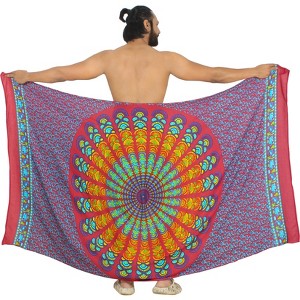 LA LEELA Men's Beachwear Wraps Vacation Lava Lava Bath Trunk Swimsuits Summer Swimwear Sarong Pareo Beach Wrap One Size Red, Abstract - 1 of 4
