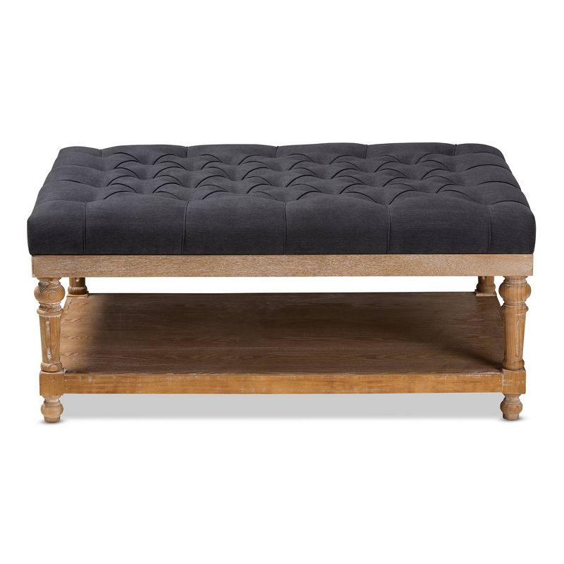 Lindsey Linen Fabric Upholstered Wood Cocktail Ottoman - Baxton Studio, 3 of 9