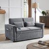 55.2'' Velvet 2-Seater Convertible Sofa Bed with Adjustable Backrest and 2 Lumbar Pillows for Small Living Rooms - 2 of 4