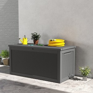 YARDGRACE large gallon resin deck box, lockable terrace indoor and outdoor storage box, waterproof storage box - 1 of 4