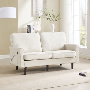 KTMBDW Modern Loveseat Sofa for Living Room, Boucle Recliner with USB, Removable Cover, Easy Assembly for Small Spaces - 1 of 4